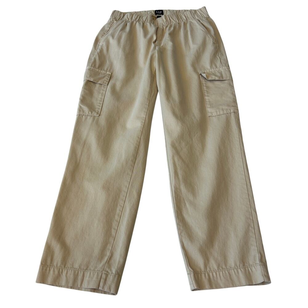 Gap Women's Twill Cargo Pants Mid Rise Pull On Stretch Casual Sz M Tan Utility